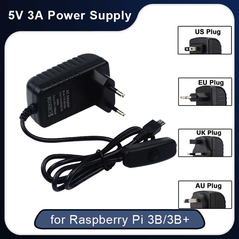 5V 3A Raspberry Pi 3 Model B+  - Pi Power Supply recension och pris