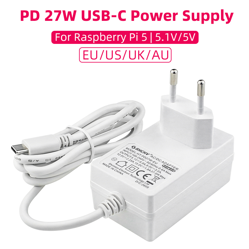 Raspberry Pi 5 5.1V 5A Power S - Pi Power Supply recension och pris